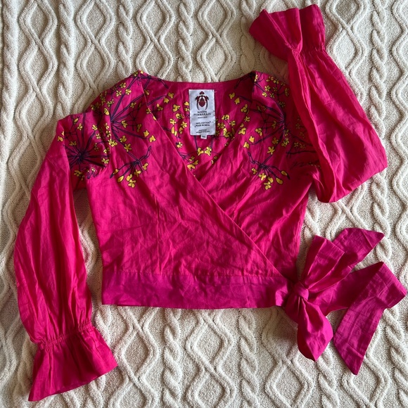 NWOT Roopa Pemmaraju 100% Cotton Wrap Blouse - Picture 1 of 2